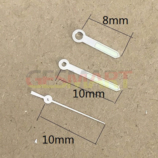 Aiguilles de montre lumineuses vertes argentées de 10 mm pour mouvement à quartz Epson TMI VJ22