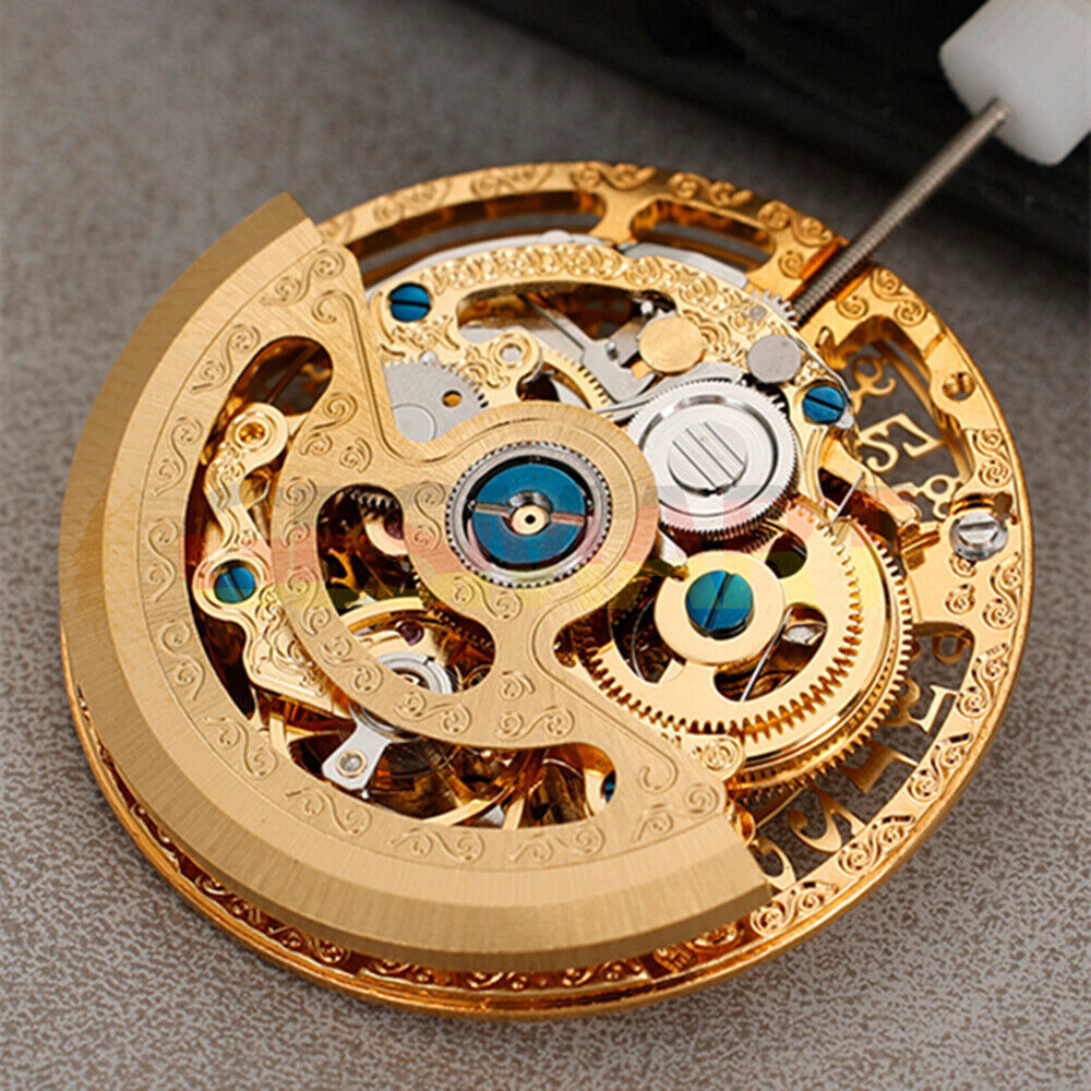 Golden Hollow Calendar watch by HZ27AOB featuring automatic mechanical movement and Chinese craftsmanship.