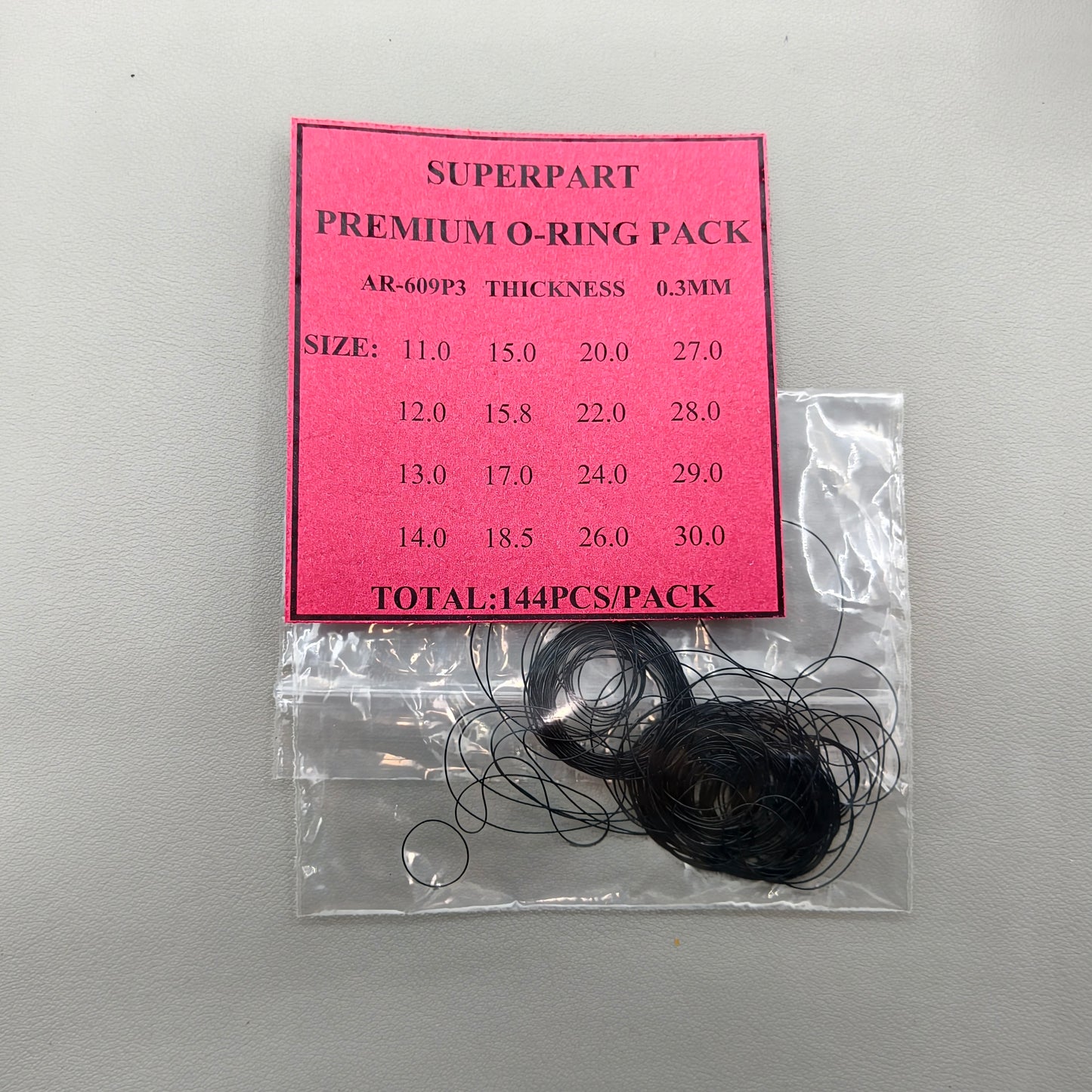 16 Sizes 144 PIECES Waterproof O Ring Kit Watch Back Gasket Washers (0.3mm Thickness)