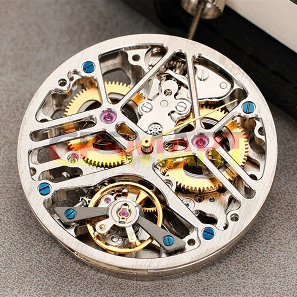 China Made SL1911 silver automatic mechanical watch movement with hollow balance wheel, ideal for precise watch repair and assembly.