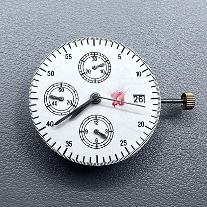 Shanghai 7750 mechanical watch movement with single calendar and small second at 9 o'clock, precision timekeeping.