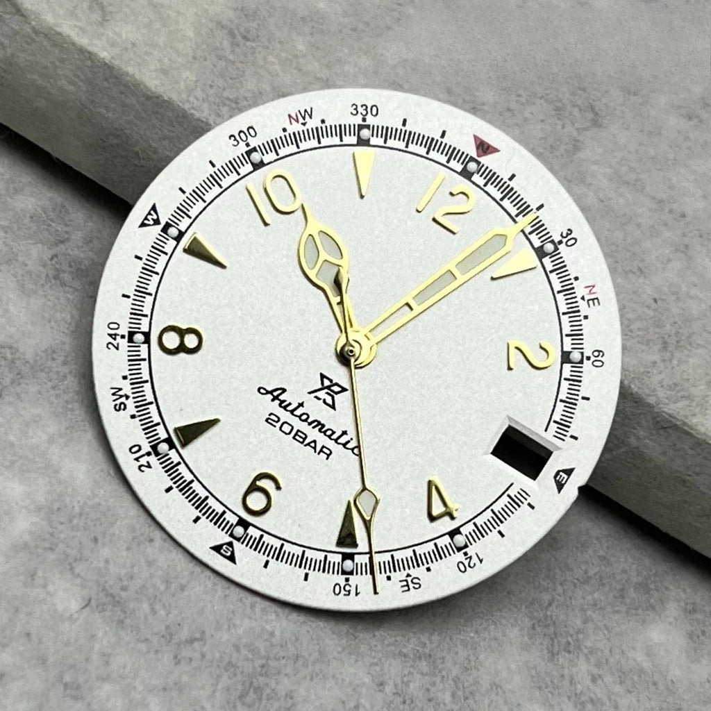 28.5mm Vintage Watch Dial Hands Green Luminous For SKX Mod Fit NH35/36 Movement