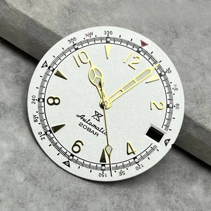 28.5mm Vintage Watch Dial Hands Green Luminous For SKX Mod Fit NH35/36 Movement