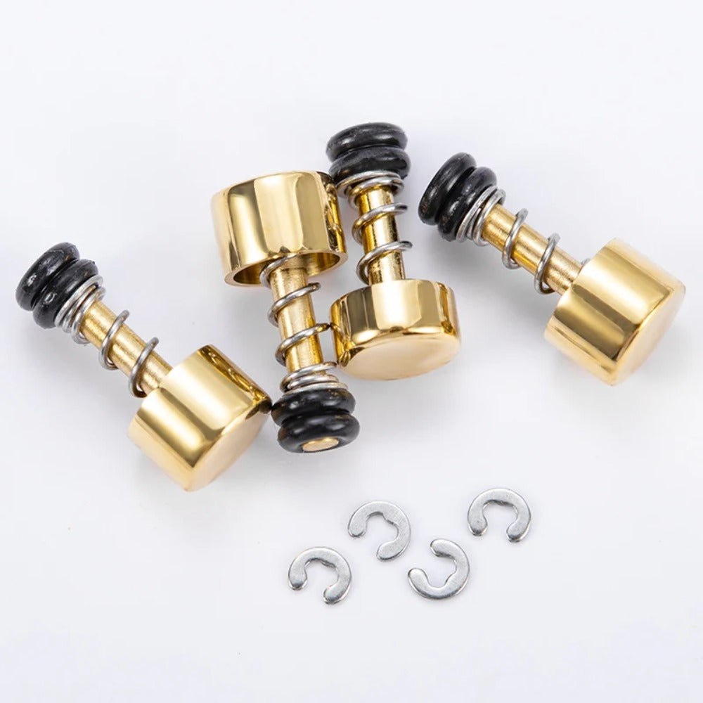 Set of 4 gold stainless steel push buttons for Casio DW5600 watch repair, waterproof design.