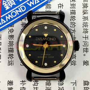 30mm SHANGHAI DIAMOND Manual Mechanical Lady Watch 17 Jews Black Dial Black Case