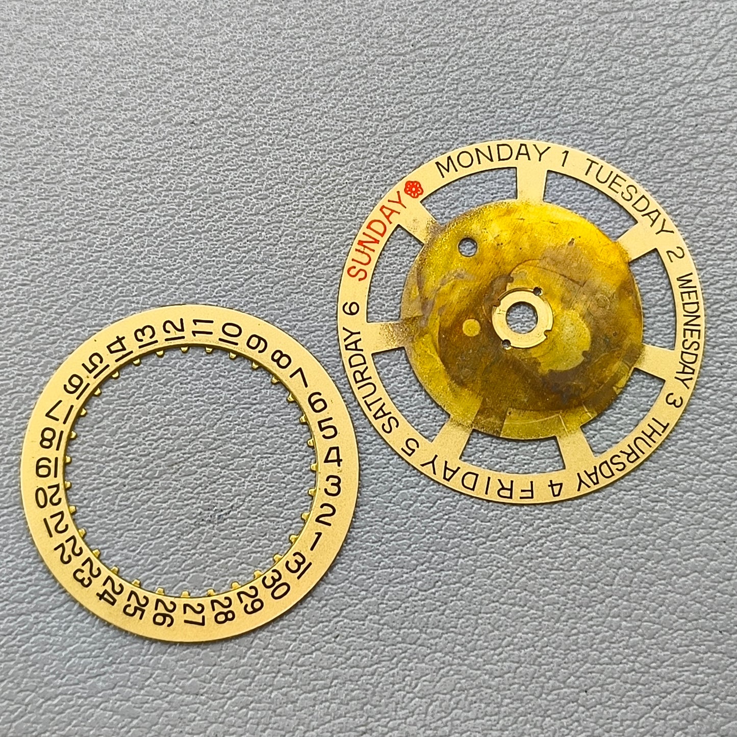 Generic Golden Date Disk+Week Disk Wheel for ETA 2834 2836 2846 Movement