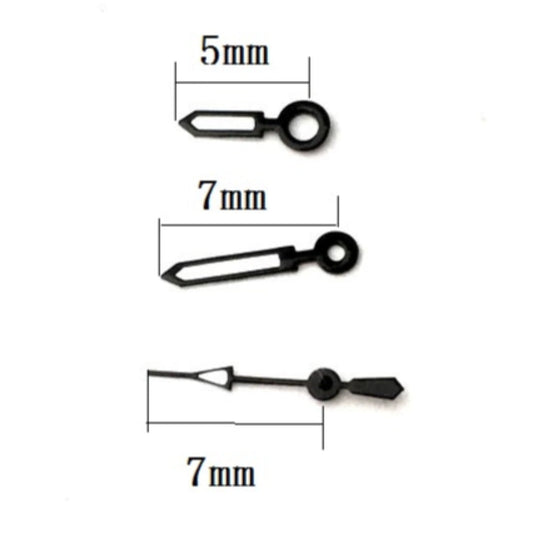 7X7X5mm black trim green lume watch hands, designed for Miyota 2035 quartz movement, enhancing readability in low light.
