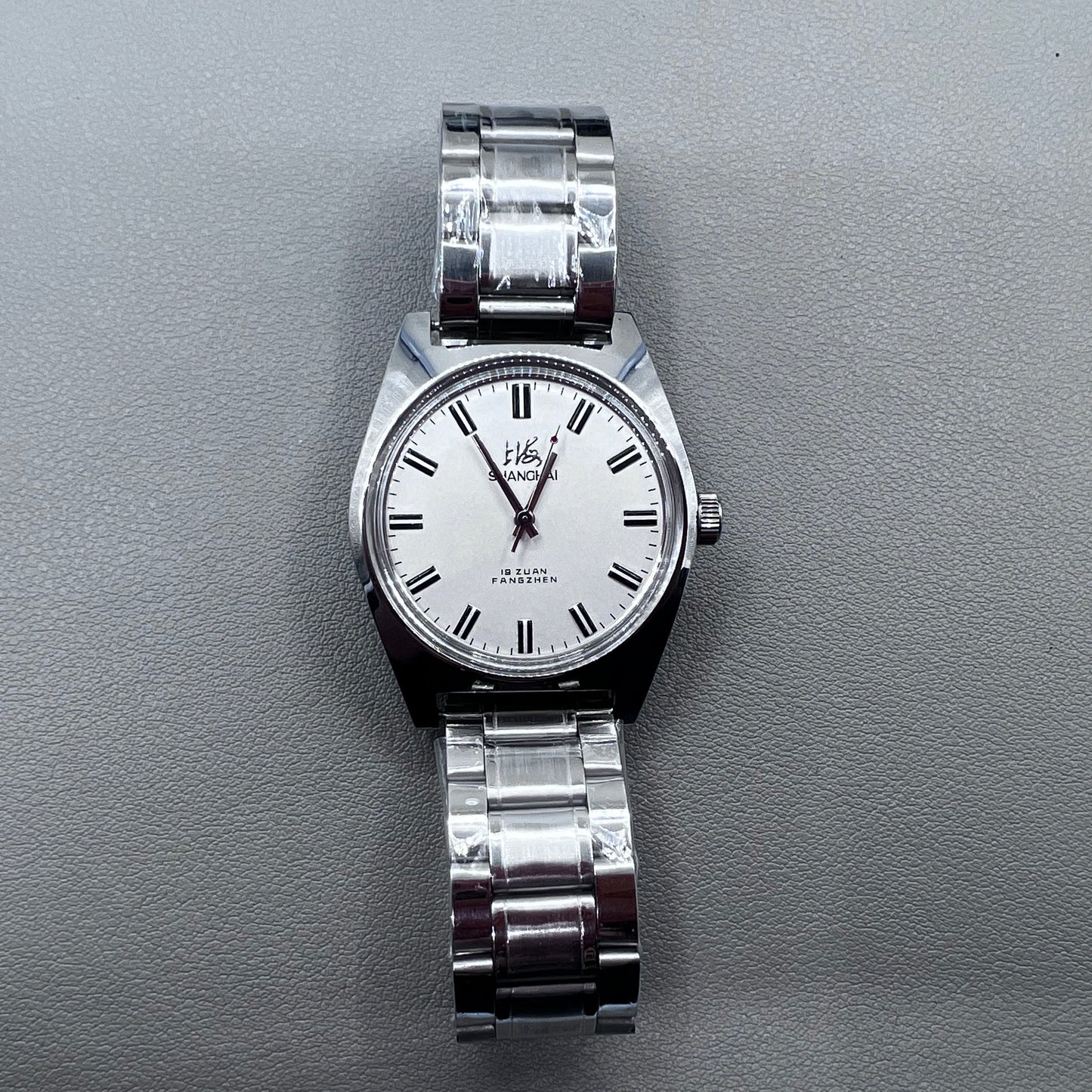 38mm Shanghai Made Manual Mechanical Watch White Dial 3 Hands 19 Jews