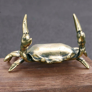 Solid Copper Weightlifting Crab Trinket Vintage Hand Carved Bronze Model Figurines