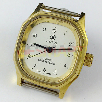 Montre mécanique manuelle SHANGHAI JINJI pour femme, boîtier doré à 17 chiffres, clous