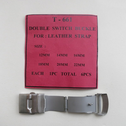 Lot de 6 boucles de montre à double interrupteur T661, 12 à 22 mm, pour bracelet en cuir