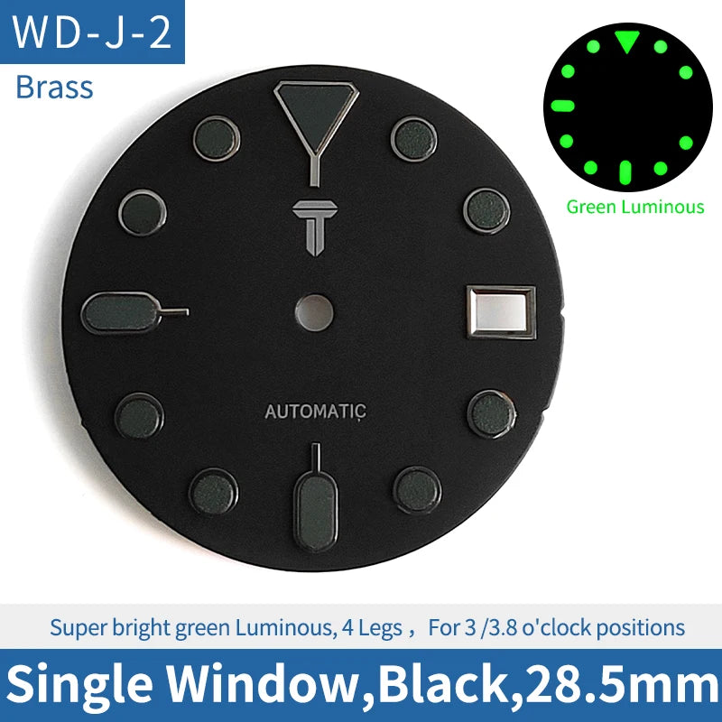 Black Round Nail 28.5mm Watch Dial Fit For Skx007 Skx009 Sprd NH35 NH36 Movement