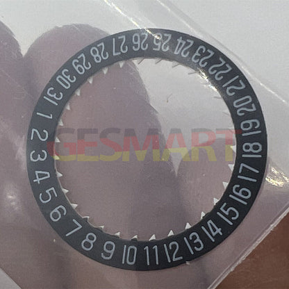 Black date disk wheel displaying numbers, fits Miyota 8215 movement, generic watch accessory for date at 6 position.