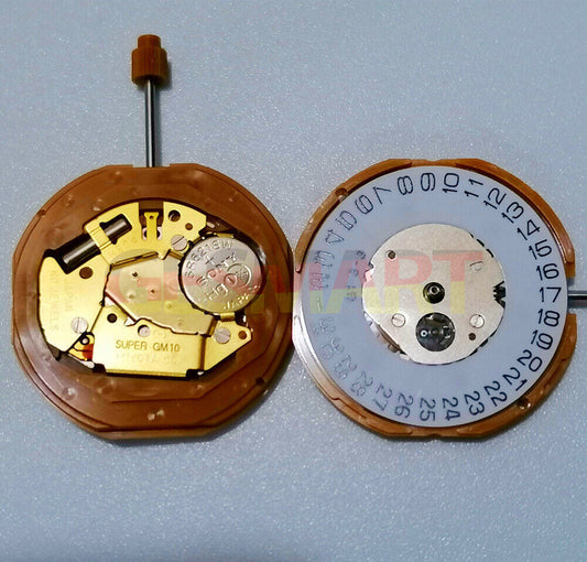 Miyota GM10 Japan Quartz Movement watch with date display at 3 o'clock, Japan made precision.