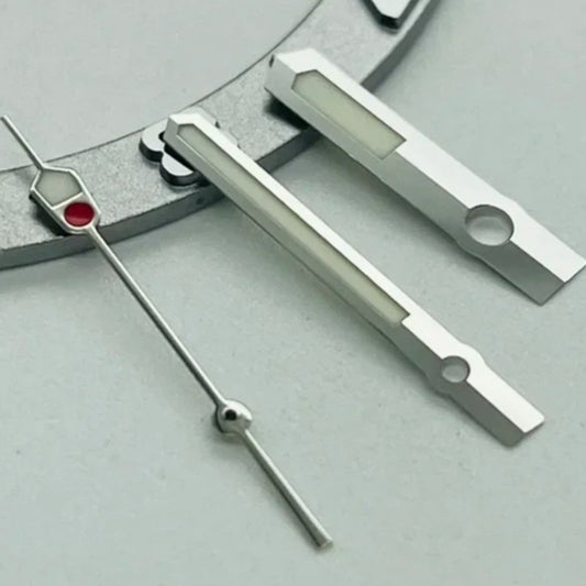 Silver Trim+Red Pointed Second Hands Green Lume Watch Hands Fit for NH35 NH36