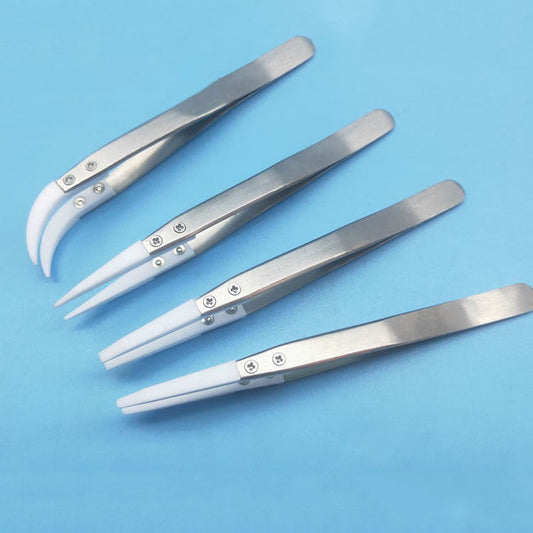 High-temperature resistant PTFE tweezer for silicon wafer handling, anti-static and acid-alkali proof.
