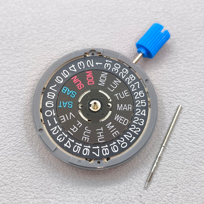 Black English Letter Seiko NH36 NH36A Mechanical Movement Week Crown@3.8