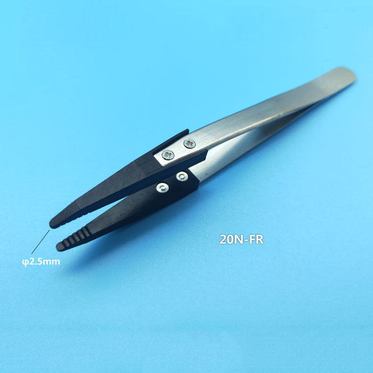 PTFE tweezers with high lubricity, ideal for semiconductor and watch repair professionals.