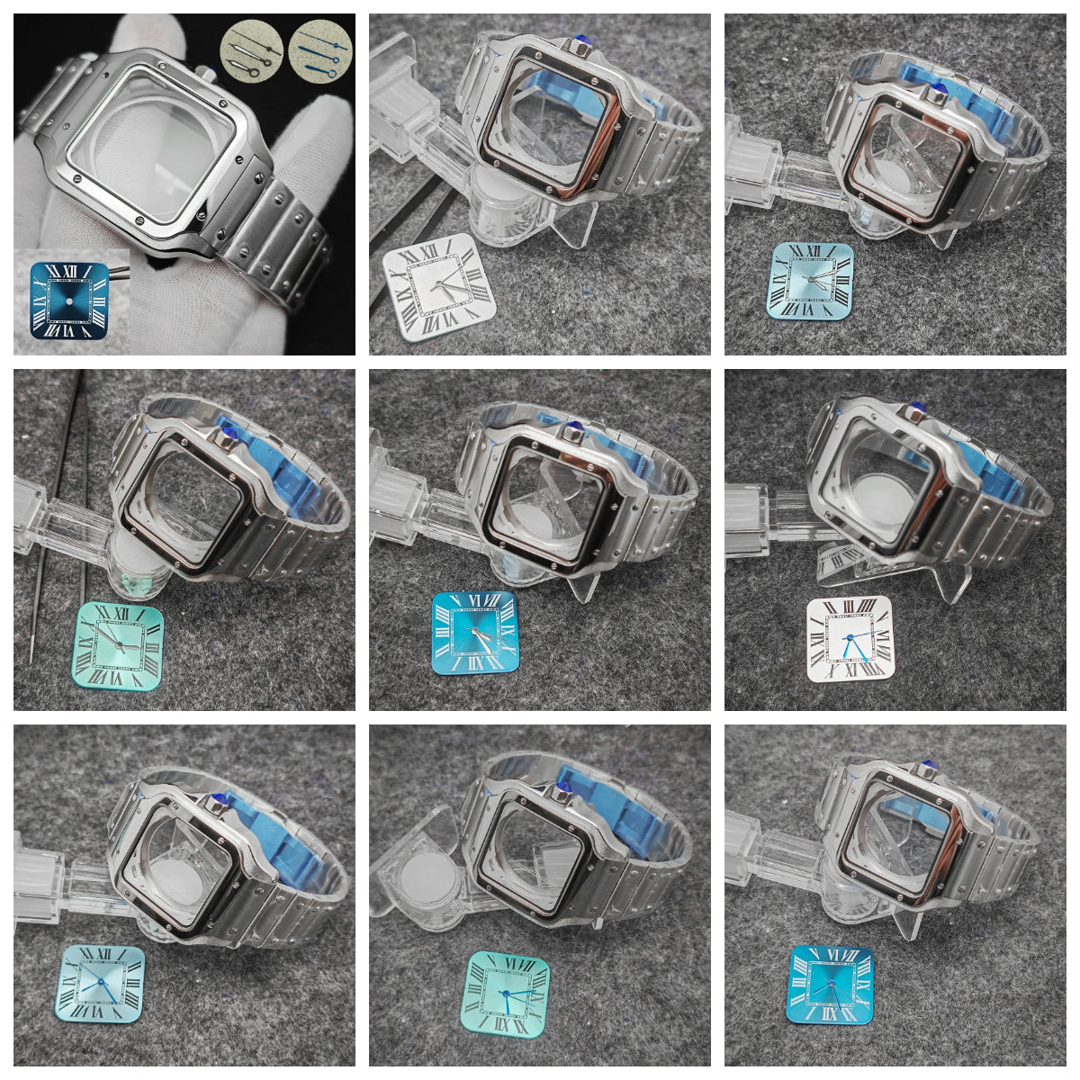 38mm 316L Stainless Steel Square Watch  Case Set for NH36 4R36 Movement