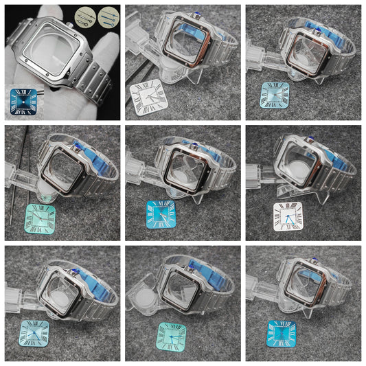 38mm 316L Stainless Steel Square Watch  Case Set for NH36 4R36 Movement