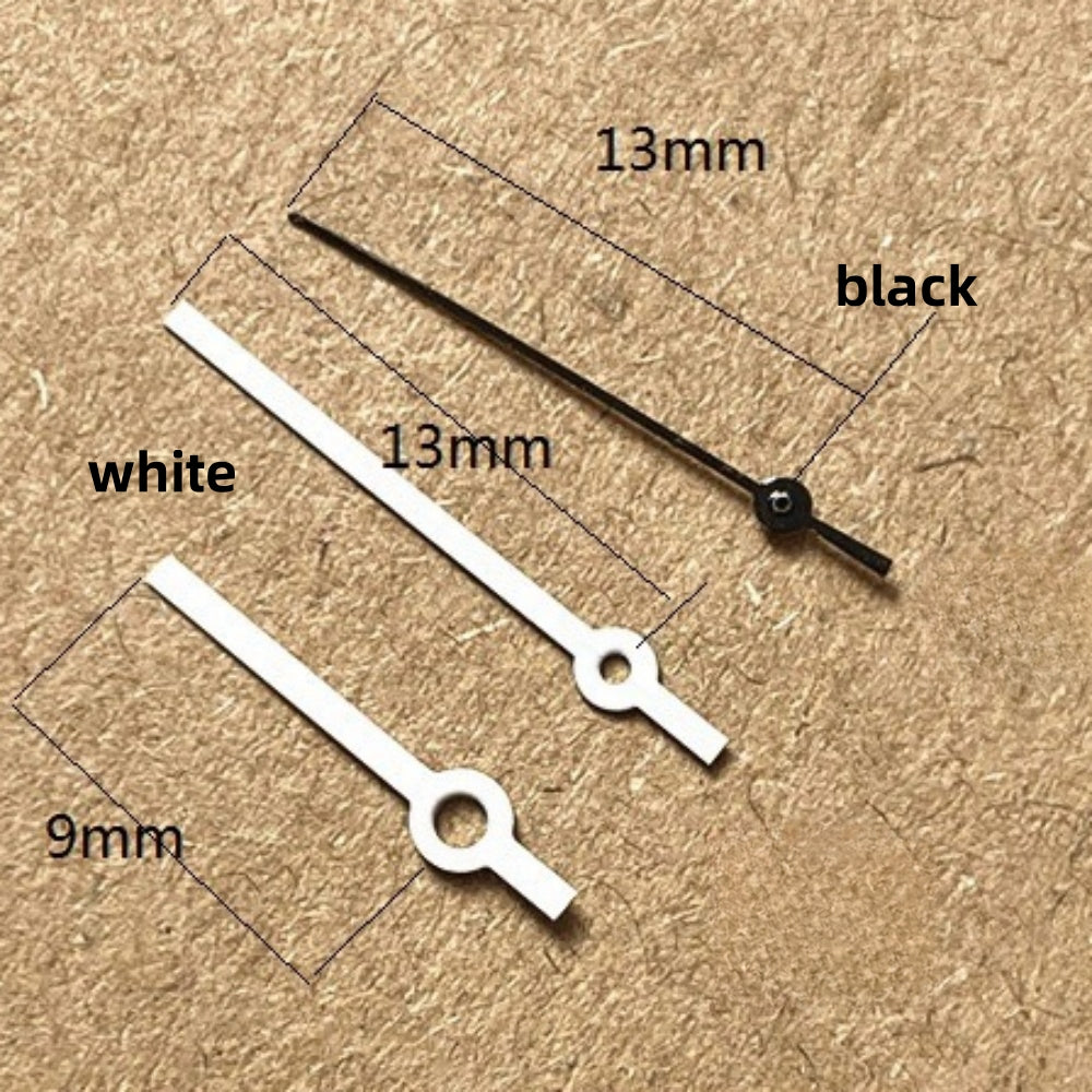 13mm white painted black second watch hands set for Ronda 515 quartz movement, high precision accessory.