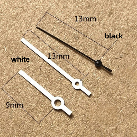 13mm white painted black second watch hands set for Ronda 515 quartz movement, high precision accessory.