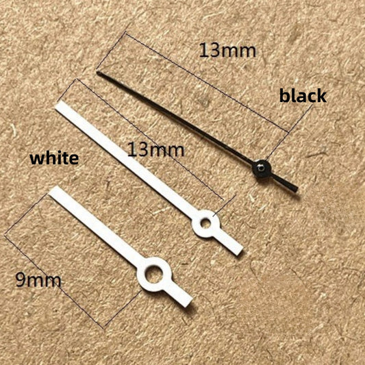 13mm white painted black second watch hands set for Ronda 515 quartz movement, precise timing parts.
