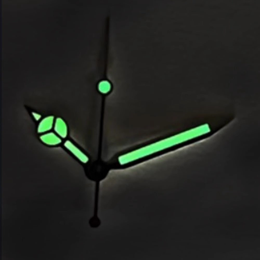 17mm C3 Super Green Lume watch hands for NH35 NH36 NH38 NH70 NH72 movements, luminous and precise.