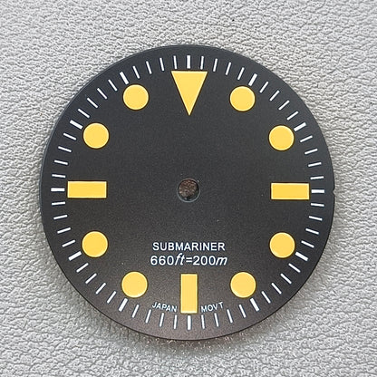28.5mm Submariner Watch Dial Green Lume Fit for NH35/NH36/4R35 Movement