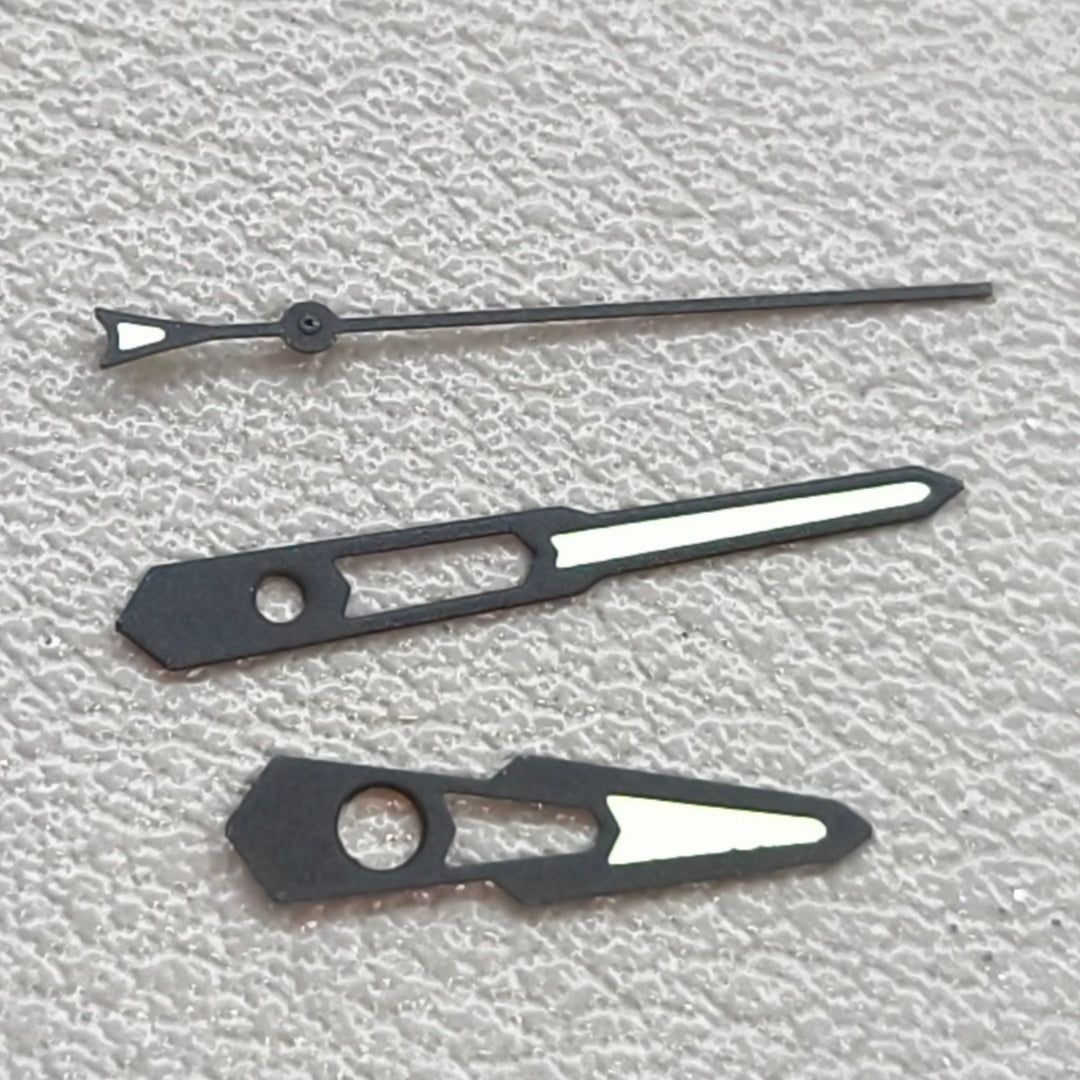 2 Sets Green Lume Matted Black Trim Hollow Watch Hands for NH35 NH36 Movement