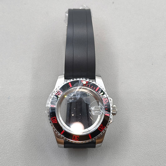 40mm Watch Case Rubber Strap For 4R NH35 NH36 NH34 NH38 NH70 Sapphire Glass