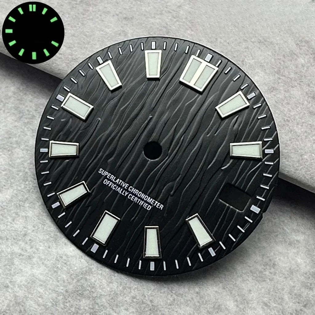 28.5mm Single Calendar Luminous  Water Ripple Texture Watch Dial Fit NH35 NH36
