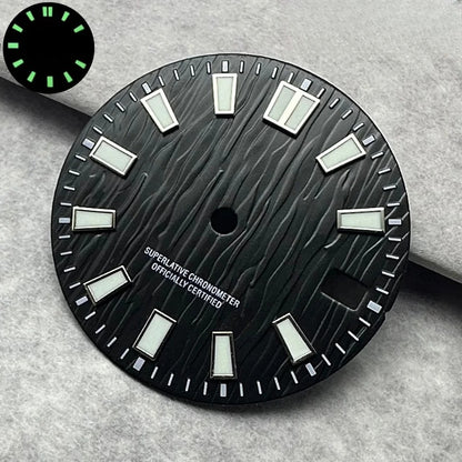 28.5mm Single Calendar Luminous  Water Ripple Texture Watch Dial Fit NH35 NH36