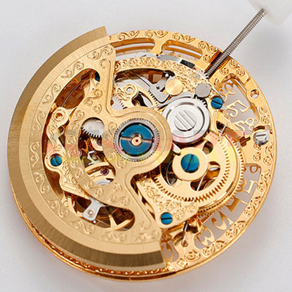 Golden Hollow Calendar watch by HZ27AOB featuring automatic mechanical movement and Chinese craftsmanship.