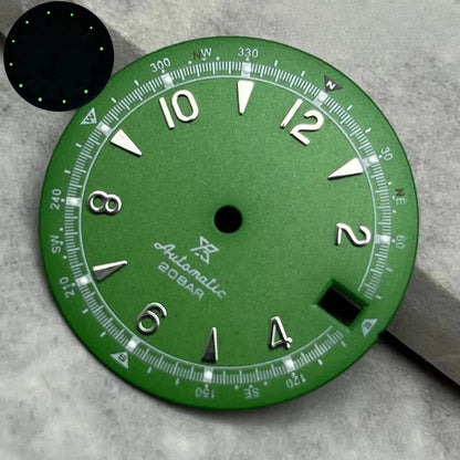 28.5mm Multicolor Watch Dial Date Window Green Luminous Dial Fit NH35/NH36/4R/7S