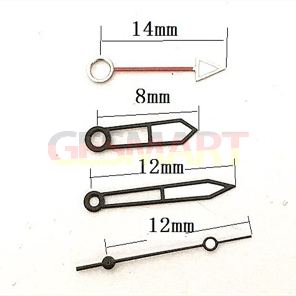 Black trim green luminous hollow watch hands designed for Miyota 8205 movement, enhancing readability and style.