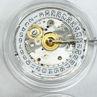 Silver carved Dandong 2824 mechanical watch movement, China-made, replaces ETA 2824-2, precision timekeeping.
