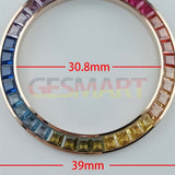 39mm Colorful Imitation Diamond Gemstone Watch Bezel for VK63 Movement