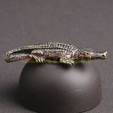 Solid Copper Crocodile Trinket Hand Carved Bronze Model Figurines