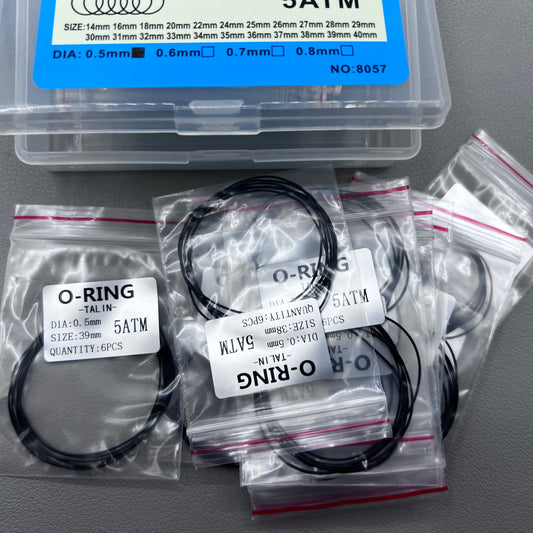 0.5mm 132 PIECES Rubber Silicone Watch Gasket O-Ring Back Case Assorted