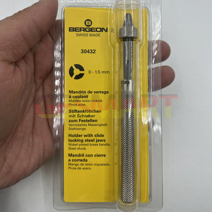 Bergeon 30432 pin vice with slide lock, ideal for holding drills and broaches securely.