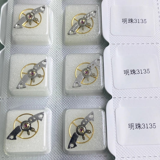 Complete balance wheel with splint for Mingzhu 3135 movement, precision watch accessory by Generic.