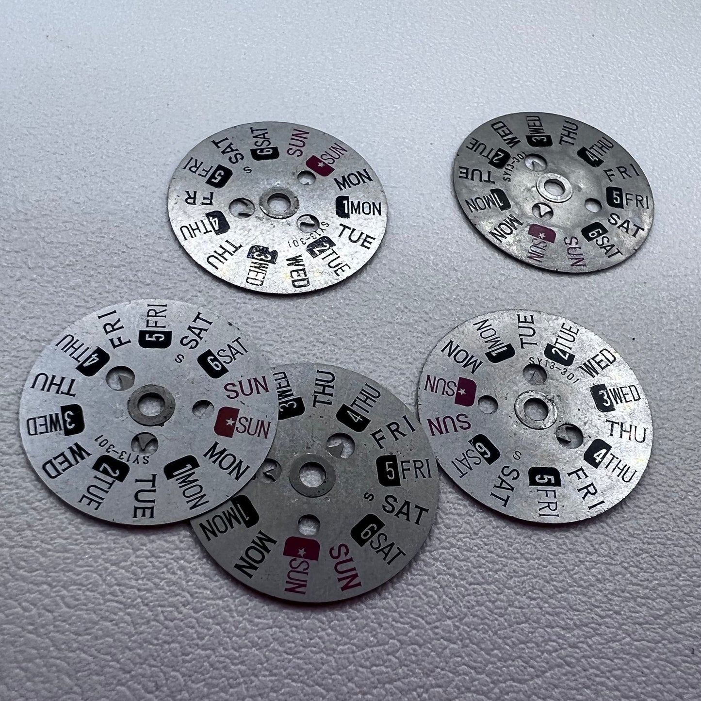 5 PIECES Red+Black Font English Week Disk Wheel Week Wheel for Orient 46941 46943