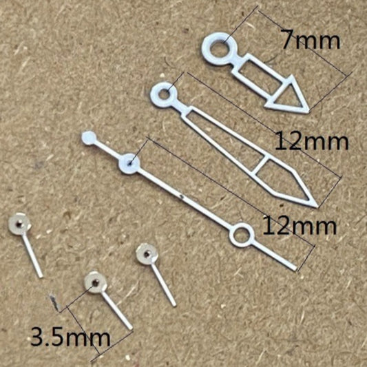 12mm white hollow watch hands with trim for Miyota OS10 OS20 OS30 movements.