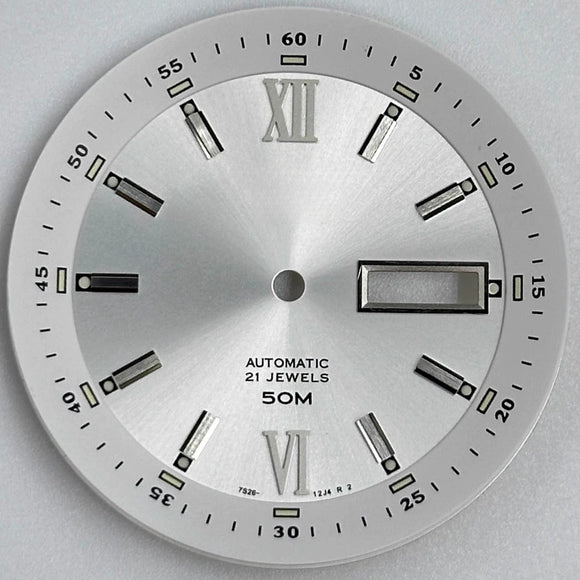 White 35.8mm Silver Roman Numerals Datejust Modified Lume Watch Dial for NH36