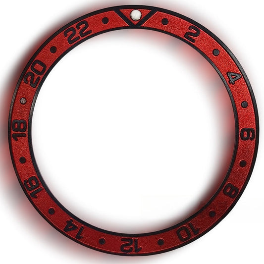 38X30.7Mm Red Aluminum Watch Bezel Black Raised Font Watch Part
