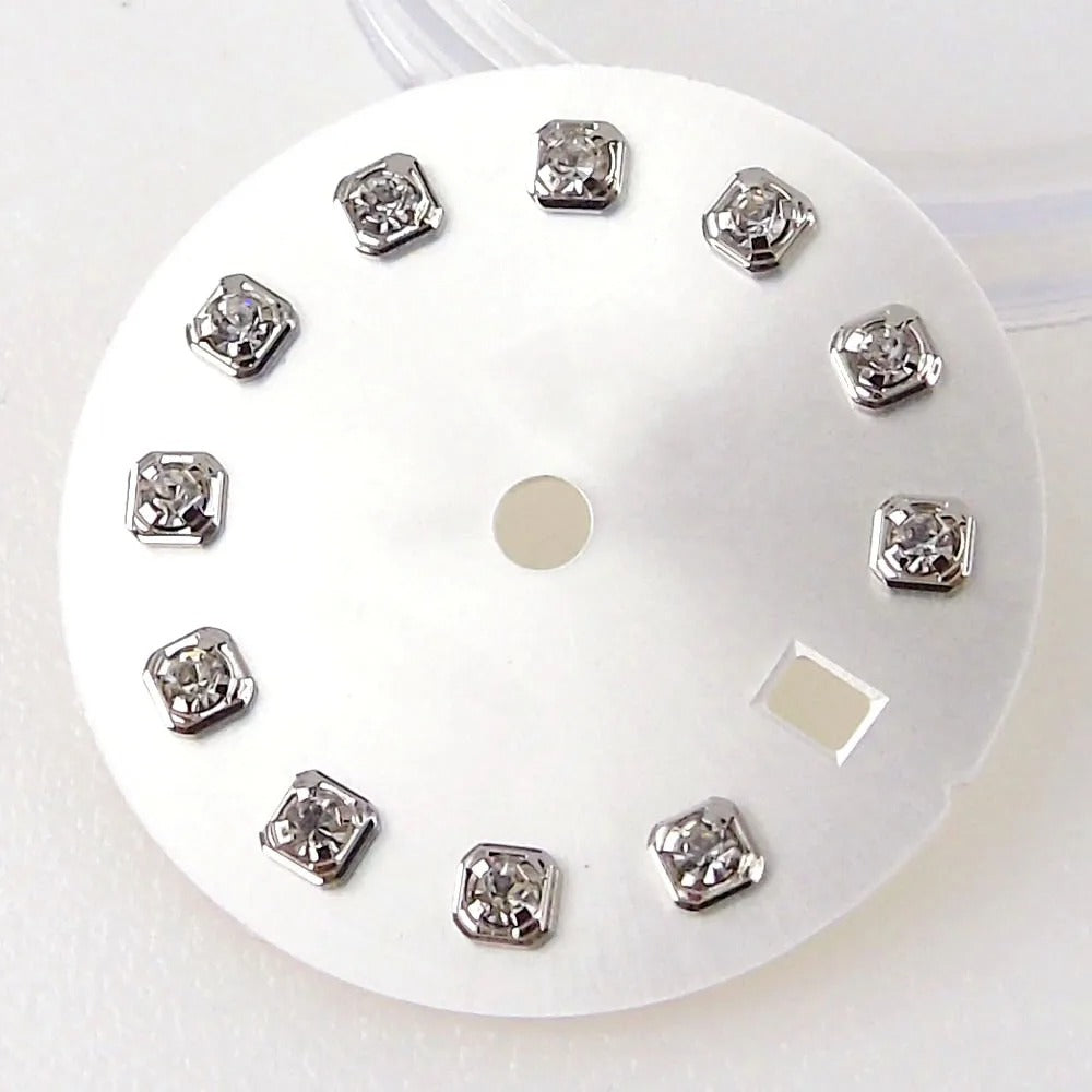 Nologo Sunburst dial face with rhinestone markers for 26mm lady watch, fits NH05 NH06 NH07 movements.