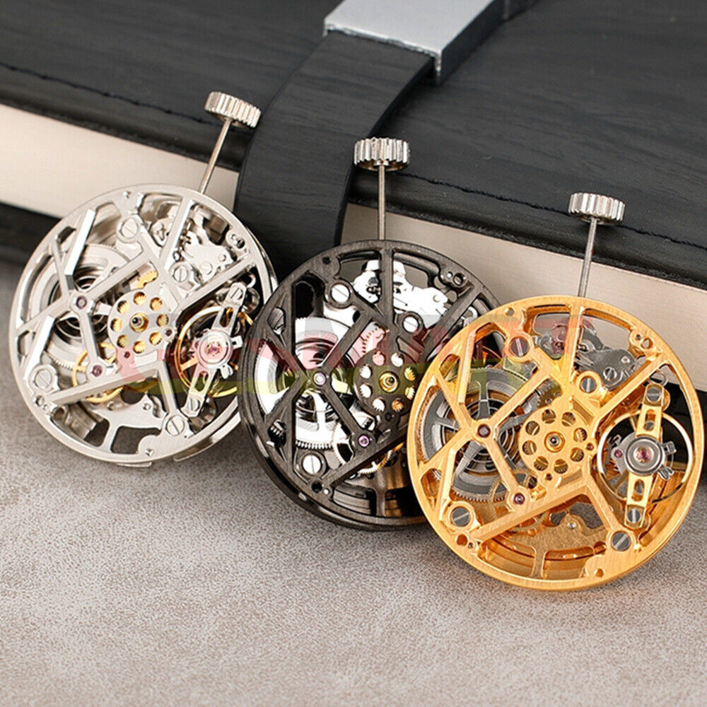 HZ1A10D watch accessory by China Made, featuring silver, golden, and black hollow automatic mechanical movement design.