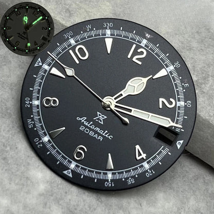 28.5mm Vintage Watch Dial Hands Green Luminous For SKX Mod Fit NH35/36 Movement