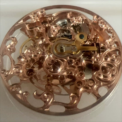 Hangzhou Made Hollow Carved Rose Golden Mechanical Movement Watch Part